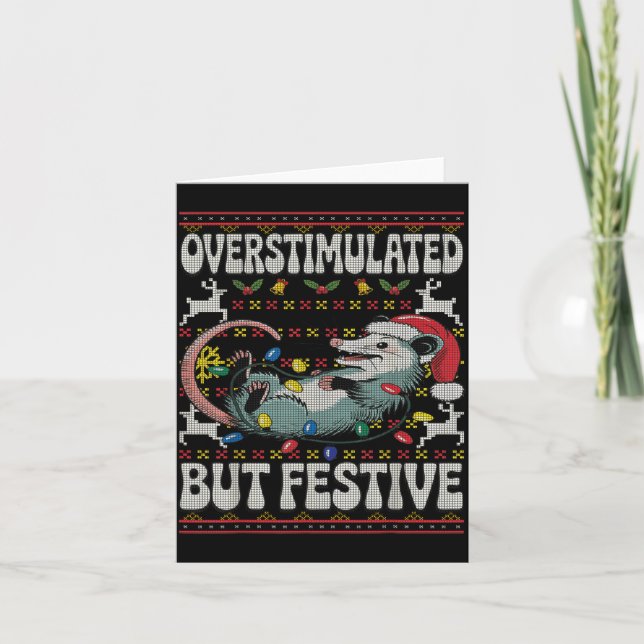 Overstimulated But Festive Ossum Christmas Ugly Sw Kort (Framsida)