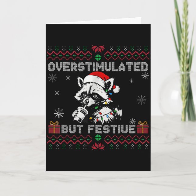 Overstimulated But Festive Ossum Ugly Sweater Chri Kort (Framsida)