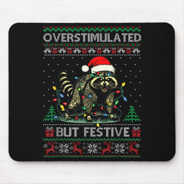 Overstimulated But Festive Raccoon Christmas Pajam Musmatta (Framsidan)