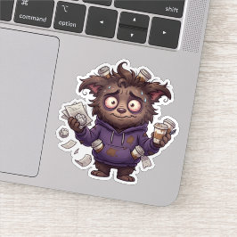 Overstimulated Chaos Bear Burnout Coffee Sticker Klistermärken