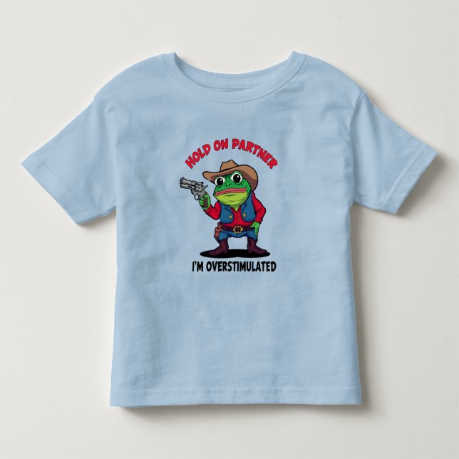 Overstimulated Cowboy Frog T Shirt (Framsida)