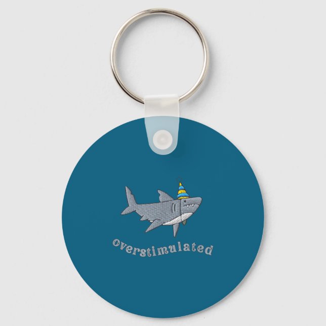 Overstimulated Hat Shark Funny Birthday,men,women  Nyckelring (Framsida)