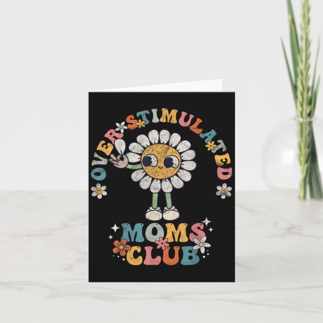 Overstimulated Moms Club Groovy Funny Mothers Day  Kort (Framsida)