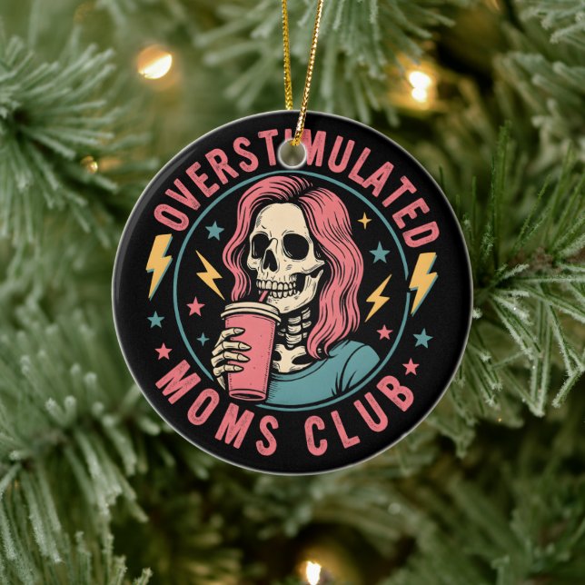 Överstimulerad Mammor Klubb Skull Messy Mamma Life Julgransprydnad Keramik (Träd)