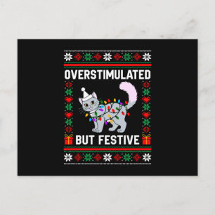 Överstimulerad men festlig ful julkatt helg vykort