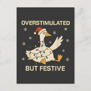 Överstimulerad men festlig julgås Xmas Inbjudan Vykort