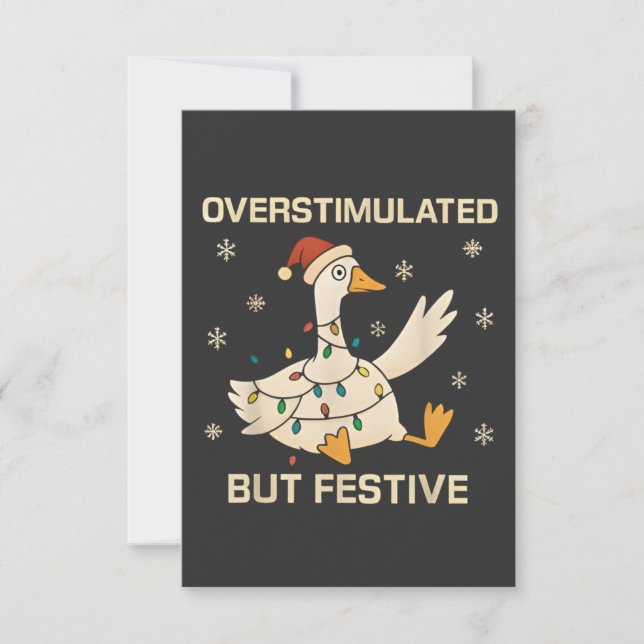 Överstimulerad men festlig julgås Xmas  Kort (Framsida)