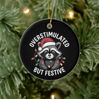 Överstimulerad men festlig julvask Xmas Julgransprydnad Keramik