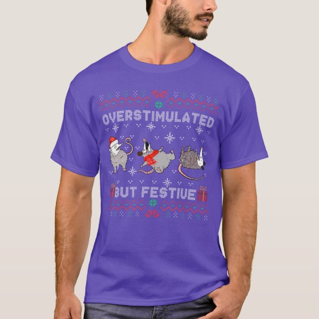 Överstimulerad men festlig opossum fuljulsklänning t shirt (Framsida)