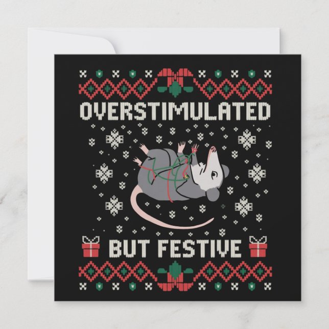 Överstimulerad men festlig pungråtta jul rolig julkort (Framsida)