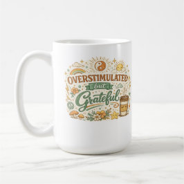 Överstimulerad men Tacksam Retro Boho Kaffemug Kaffemugg