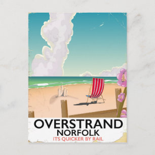Överstrand Norfolk Beach-reseaffisch Vykort