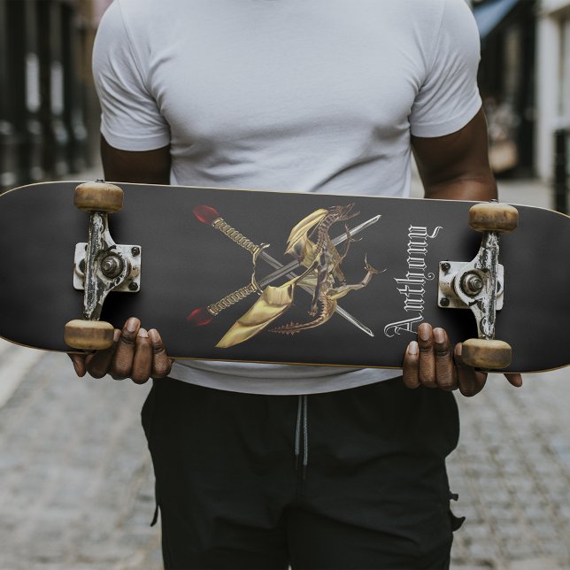 Överstruken svärd med Personligen Dragon Mini Skateboard Bräda 18,5 Cm (Skapare uppladdad)