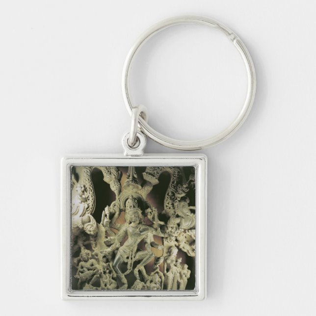 Överstycke med Shiva Nataraja, Kakatiya dynasti Fyrkantig Silverfärgad Nyckelring (Framsidan)