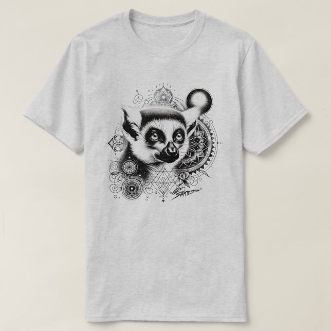Översvämma Lemur Helig Geometri T Shirt (Design framsida)