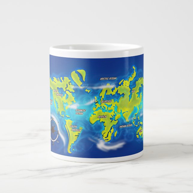 Översvämmad jordkarta jumbo mugg (Framsidan)