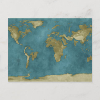 Översvämmad världskarta vykort