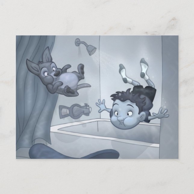 "Översvämning av huset" vykort (Framsida)