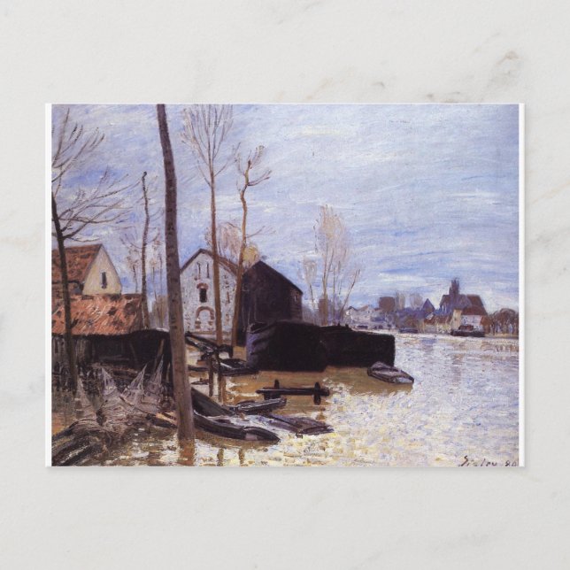 Översvämning i Moret av Alfred Sisley Vykort (Framsida)