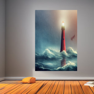 Översvämningen och fyren AI Art Poster