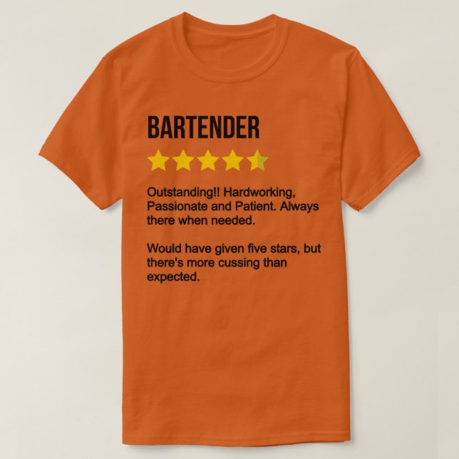 Översyn av Bartender T Shirt (Design framsida)