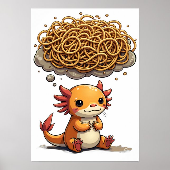 Övertänkande Axolotl Introvert Ångest Rolig Konst Poster (Framsidan)
