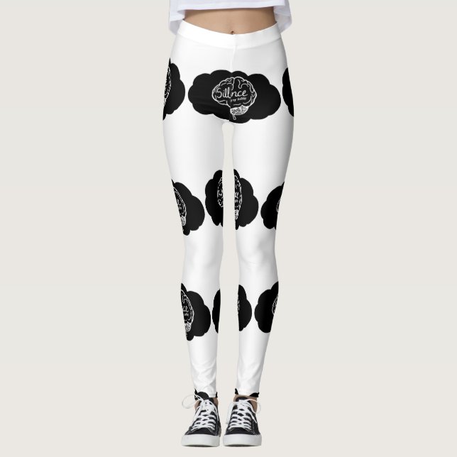 Övertänkande Hjärna Tecknad serie Mental hälsa Kon Leggings (Framsida)
