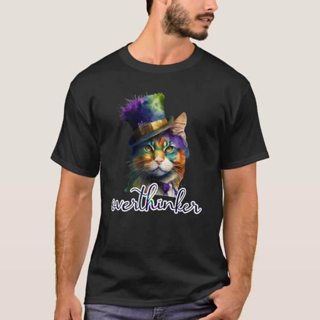 Övertänkande Katt Meme Övertänkare Presenter Jul  T Shirt (Framsida)