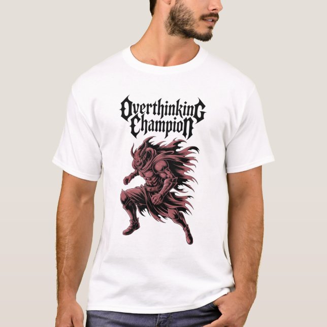 Övertänkande Mästare Grafisk Kantig Demonisk T Shirt (Framsida)