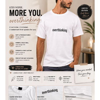 Övertänkande Minimalistisk T-Shirt för Män | Relat