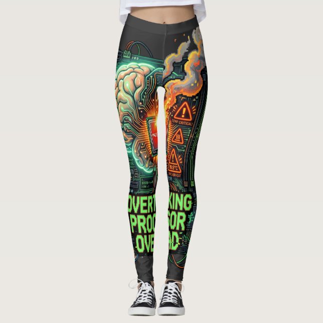 Övertänkande Processoröverbelastning Rolig Teknik  Leggings (Framsida)