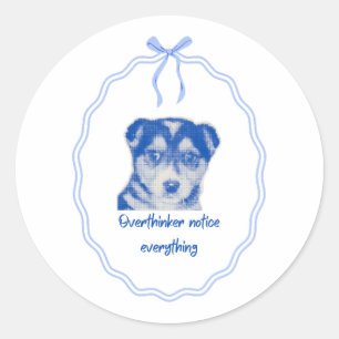 Övertänkare Märker Allt Hunddesign Runt Klistermärke
