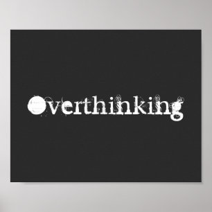 Övertankning av fjol, svart och vit text poster