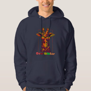 Overthinker Giraffe - Quirky Animal Illustration Hoodie