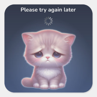 Overthinking Cat Sticker – Cute Mood Fyrkantigt Klistermärke