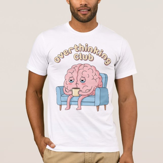Overthinking Club – Minimal Funny Brain T-Shirt (Framsida)
