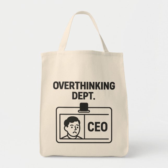 Overthinking Dept. – CEO Funny Minimalist tote bag Tygkasse (Framsidan)