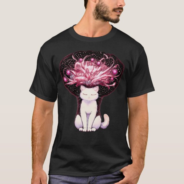 Overthinking Mind Cosmic Chaos Cat T Shirt (Framsida)
