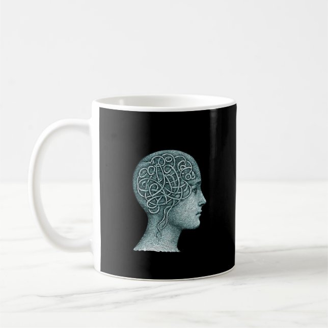 Overthinking Mind Mug • Modern Mental Noise Symbol Kaffemugg (Vänster)
