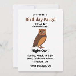 Overthinking Night Owl Funny Birthday Party Inbjudningar