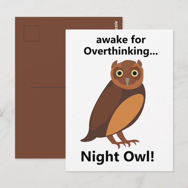 Overthinking Night Owl Funny Vykort (Fram/baksida)