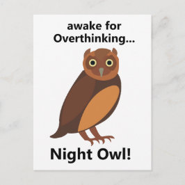 Overthinking Night Owl Funny Vykort