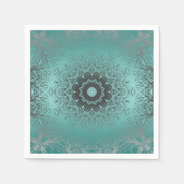 Övertonad grönt silke arabisk dekoration m pappersservett (Framsidan)