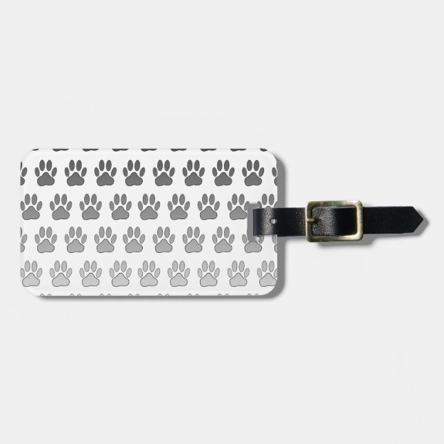 Övertonad Tass avtryck i svartvitt och Grått Bagagebricka (Horisontell Framsida)