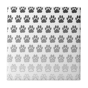 Övertonad Tass avtryck i svartvitt och Grått Kakelplatta