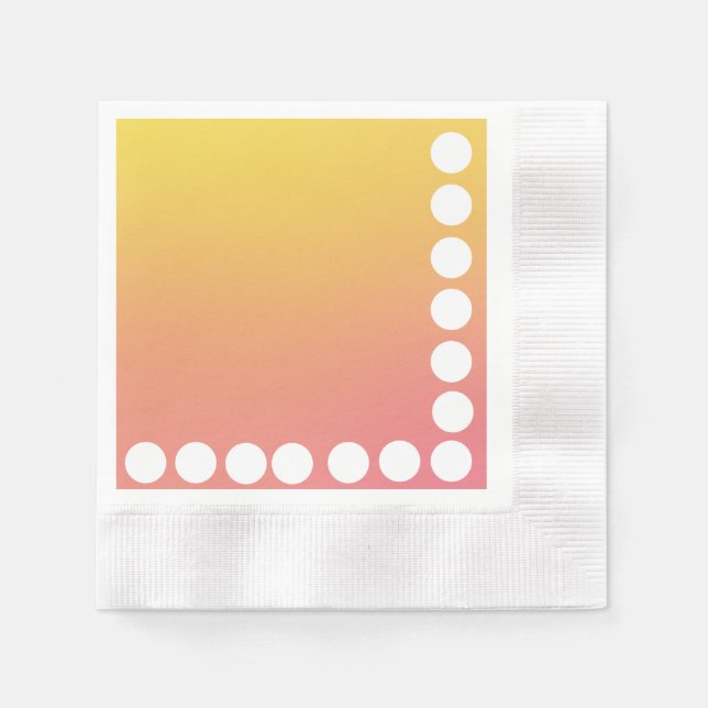 Övertoning av Gult och stift med stora Polka dots  Pappersservett (Framsidan)