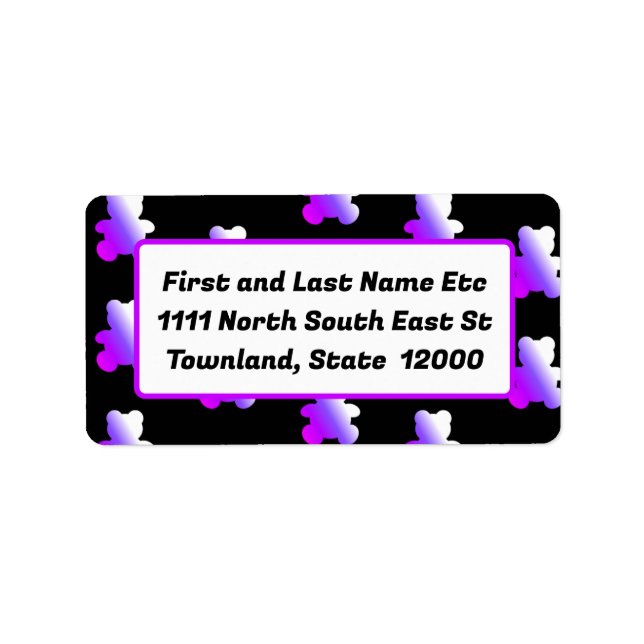 Övertoning av Nalle för rosa och Lila Adressetikett (Framsidan)