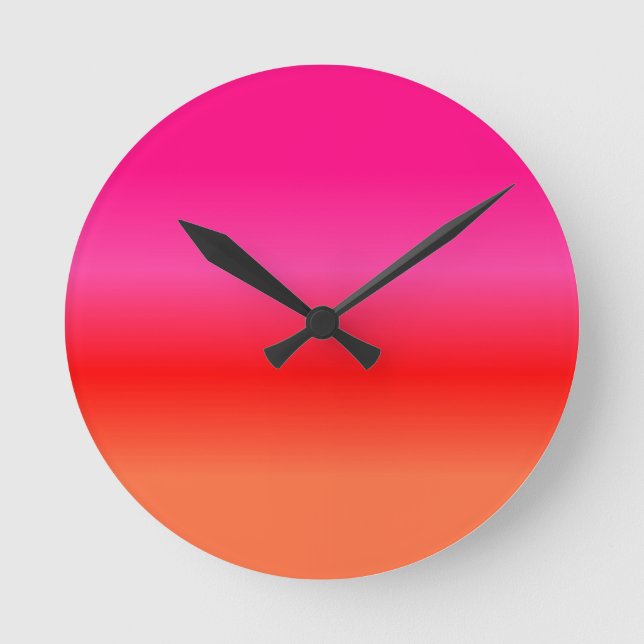 Övertoning av rosa, rött och Orange Rund Klocka (Framsida)