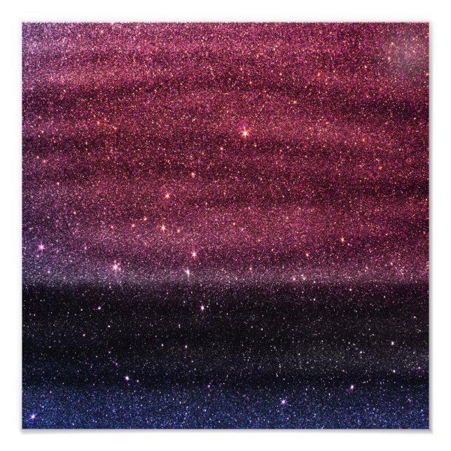 Övertoning Faux Lila och Blue Glitter Fototryck (Framsidan)