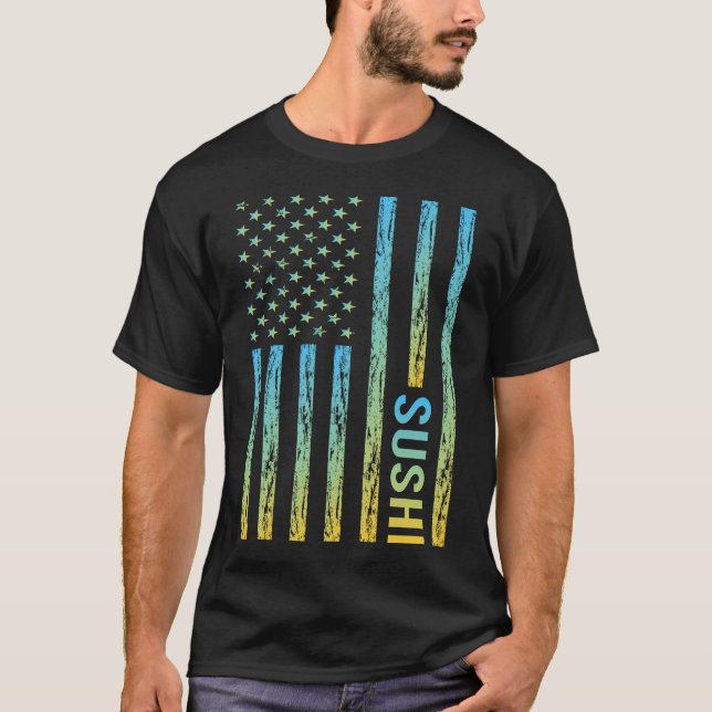 Övertoning Flagga 01 Sushi-Skapar T Shirt (Framsida)